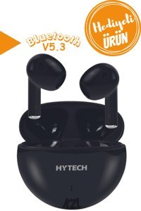 Hytech Android & iOS Uyumlu Su Geçirmez Tek Mikrofonlu 5.3 Silikonsuz Gürültü Önleyicili Kablosuz Kulak İçi Bluetooth Kulaklık Siyah