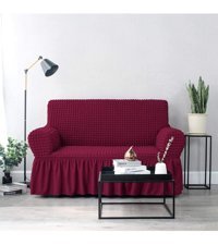 Bright Home Polyester Bürümcük Fırfırlı Süngersiz Petek Desenli Giydirmeli Lastikli Bordo Tekli Koltuk Örtüsü 115x175 cm