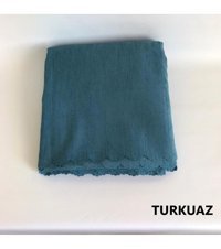 Laris Pamuklu - Polyester Süngersiz Çizgili Turkuaz Tekli Koltuk Örtüsü 215x175 cm