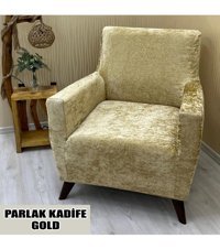 Kılıfsan Pamuklu - Polyester Süngersiz Giydirmeli Altın Tekli Koltuk Örtüsü 55x62 cm