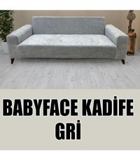 Kılıfsan Babyface Pamuklu - Polyester Süngersiz Düz Giydirmeli Lastikli Kaymaz Gri Üçlü Koltuk Örtüsü 140 cm