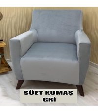 Kılıfsan Pamuklu - Polyester Süngersiz Düz Giydirmeli Gri Tekli Koltuk Örtüsü 70x16 cm