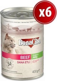 Bonacibo Dana Parça Etli Yaş Kedi Maması 6x400 gr