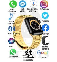 Bunnys Watch 8 Pro Android GPS 45 mm Silikon Kordon Kare Unisex Akıllı Saat Altın