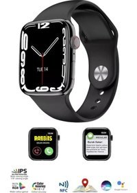 Bunnys Watch 8 Pro Android 44 mm Silikon Kordon Kare Unisex Akıllı Saat Siyah