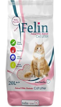 Felin Bebek Pudrası Kokulu Topaklanan İnce Taneli Bentonit Kedi Kumu 2x10 lt