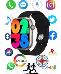 Bunnys Watch Pro Android GPS 45 mm Silikon Örgü Kordon Oval Unisex Akıllı Saat Siyah