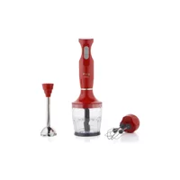 King Halden 750 ml Plastik Hazneli 4 Bıçaklı 3'lü Blender Seti Kırmızı