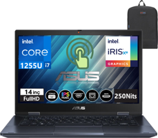 Asus Expertbook B3402FBA-EC0391 EC039108 Harici Intel Iris Xe Graphics Eligible Intel Core i7 1255U 24 GB Ram 2 + 2 TB SSD 14 inç Full HD FreeDos Dokunmatik 2'si 1 Arada Laptop + Çanta