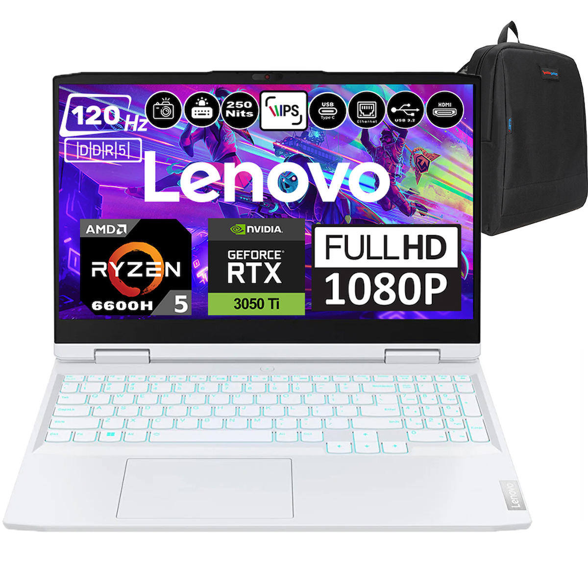 Lenovo Ideapad Gaming 3 15ARH7 82SB00X8TXH12 Harici GeForce RTX 3050 Tİ AMD Ryzen 5 6600H 64 GB Ram 4 TB SSD 15.6 inç Full HD Windows 11 Home Oyuncu Laptop + Zetta Çanta