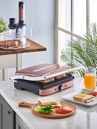 Remetta Plus Pro Smart Alüminyum Çıkartılabilir Plaka Rose Gold Izgaralı Tost Makinesi