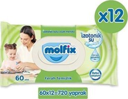 Molfix İzotonik Sulu Ferah Yenidoğan 60 Yaprak 12'li Islak Mendil