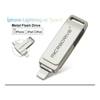 Microdrive Çift Taraflı USB 3.0 Lightning - Type-C 128 GB Flash Bellek Gümüş