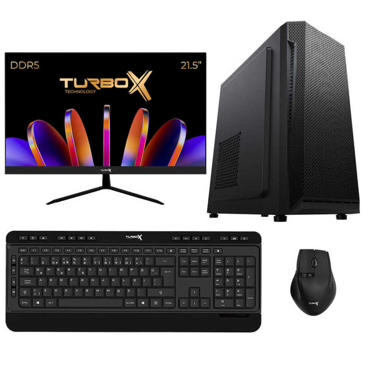 Turbox TX4874 Dahili Intel UHD Graphics 730 Intel Core i5 12400 16 GB Ram DDR5 1 TB SSD Tower FreeDos 21.5 inç Monitörlü Masaüstü Bilgisayar