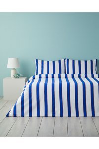 English Home Marine Stripe 4 Mevsim 200x220 cm Çarşafsız Çift Kişilik Nevresim Takımı Lacivert-Turuncu