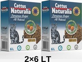 Cattus Naturalia Organik Kalın Taneli Aktif Karbonlu Kedi Kumu 2x6 lt