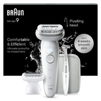 Braun Silk Epil 9 9-241 Genital Bölge Tüm Vücut Koltuk Altı Bacak İçin 4 Başlıklı Kablosuz Işıklı Epilatör Beyaz