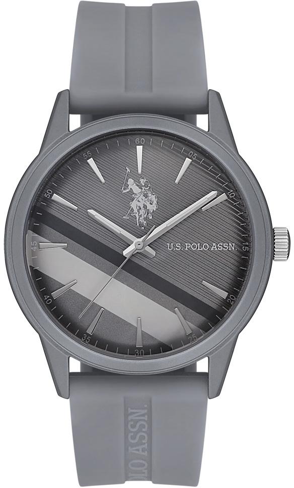 U.S. Polo Assn USPA1027-01 43 mm Gri Silikon Kordon Analog Erkek Kol Saati