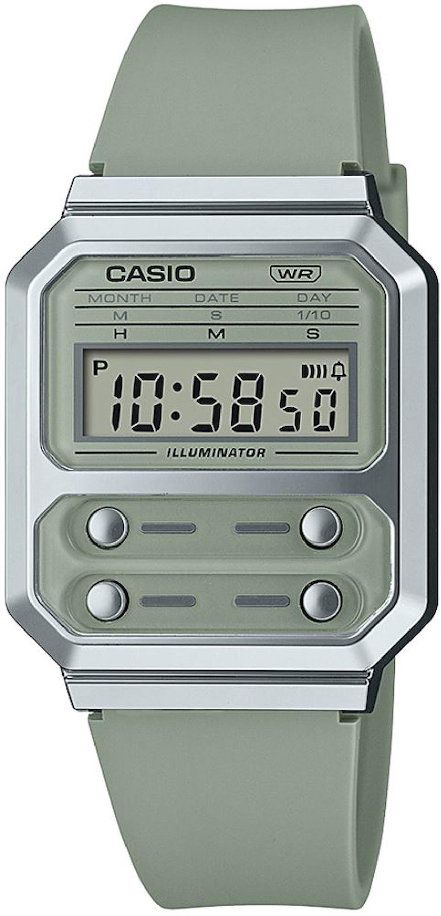 Casio A100WEF-3ADF Takvimli 32.7 mm Gri Plastik Kordon Analog Kol Saati