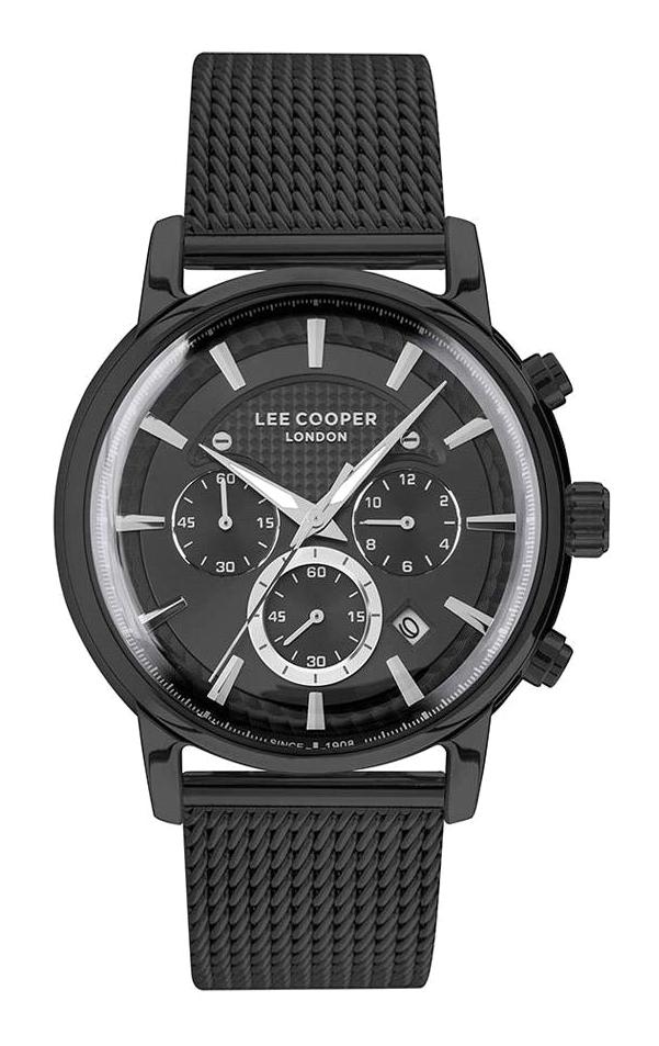 Lee Cooper LC07345.650 Takvimli 44 mm Siyah Çelik Kordon Analog Erkek Kol Saati