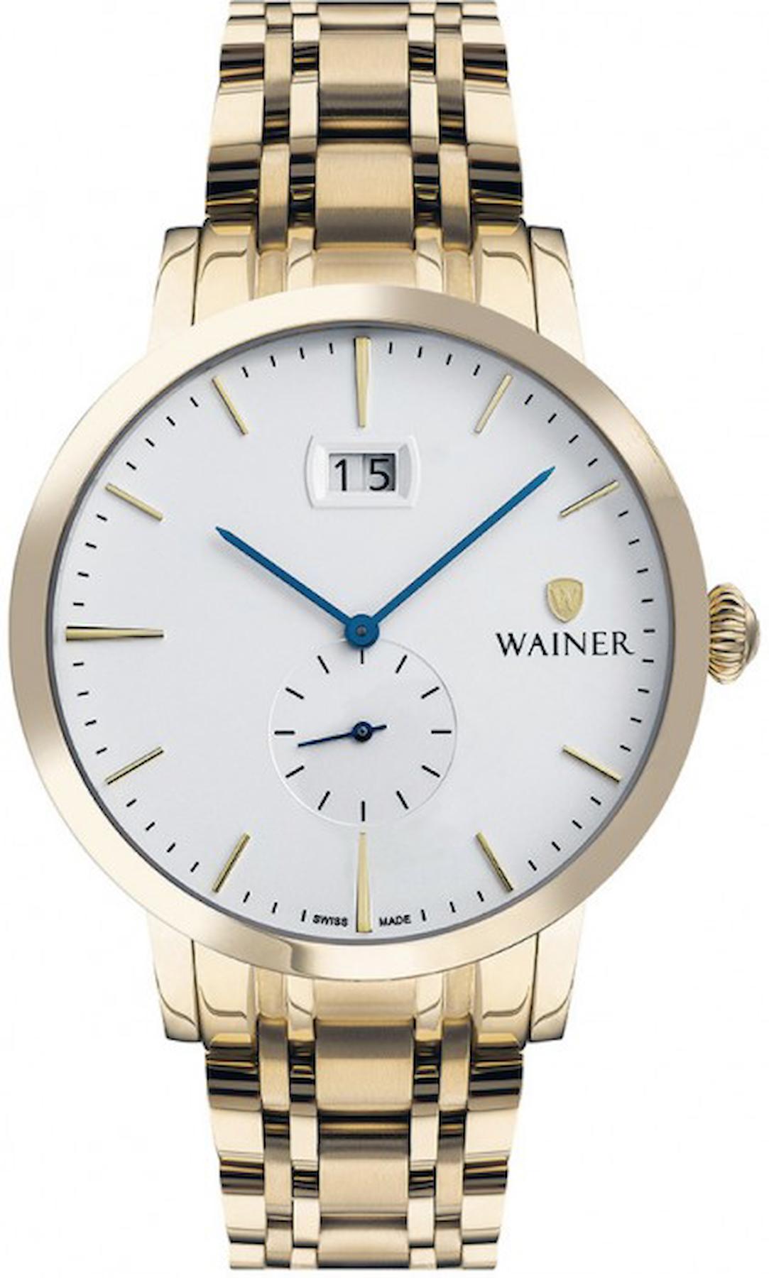 Wainer WA.01881-C Pusulalı Takvimli 44 mm Altın Metal Kordon Analog Erkek Kol Saati