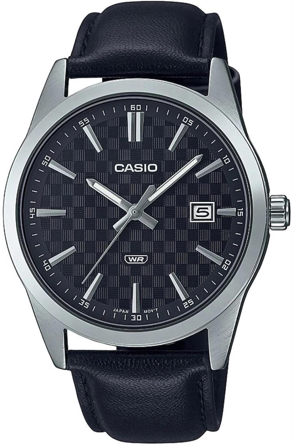 Casio MTP-VD03L-1AUDF Takvimli 41 mm Siyah Deri Kordon Analog Erkek Kol Saati