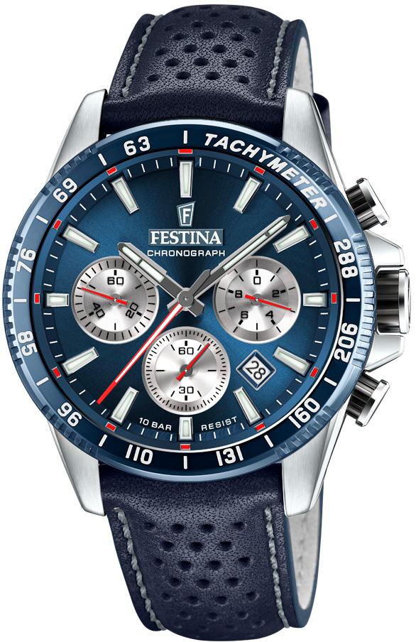 Festina F20561-2 Takvimli 45 mm Lacivert Deri Kordon Analog Kol Saati