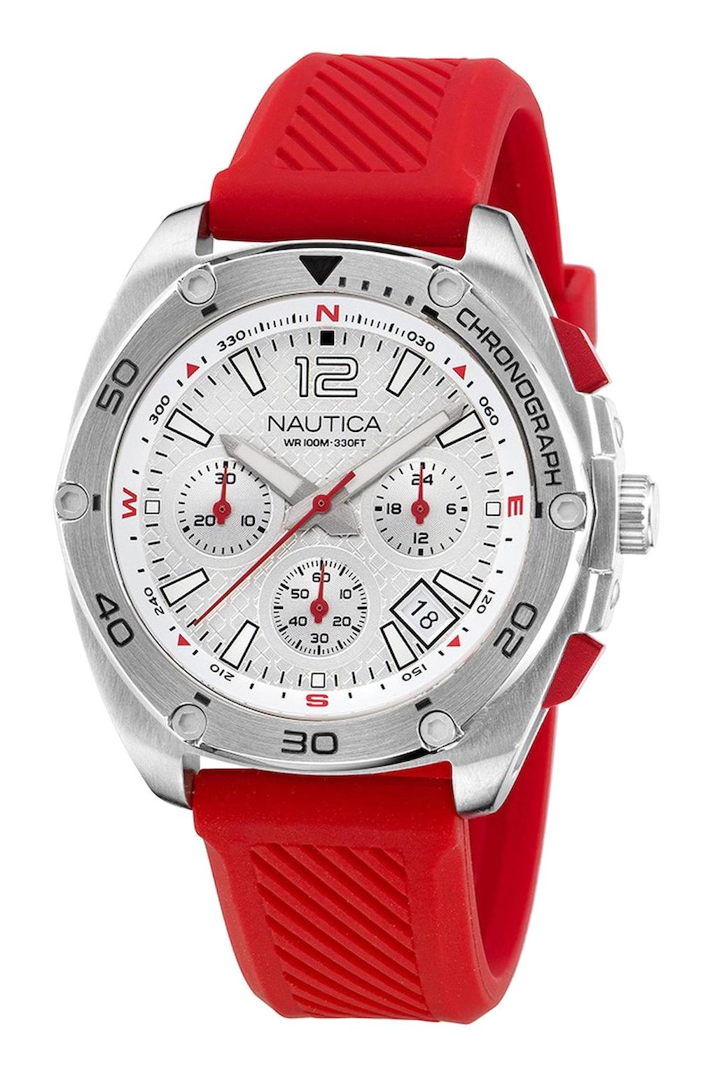 Nautica NAPTCF205 Takvimli 43 mm Kırmızı Silikon Kordon Analog Erkek Kol Saati