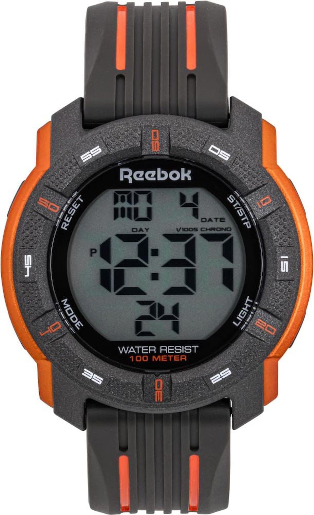 Reebok RV-LOC-G9-POPB-BO Takvimli 46 mm Gri-Turuncu Silikon Kordon Dijital Erkek Kol Saati