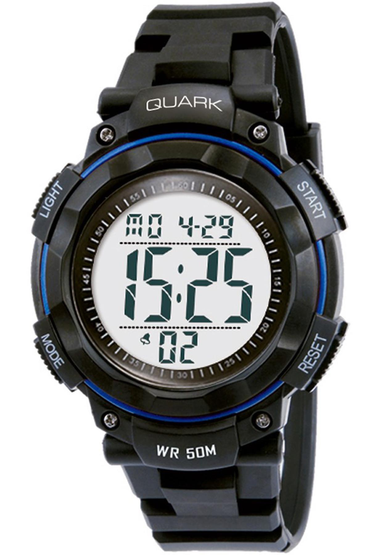 Quark QU-306G-2 Takvimli 41 mm Siyah Silikon Kordon Dijital Erkek Kol Saati