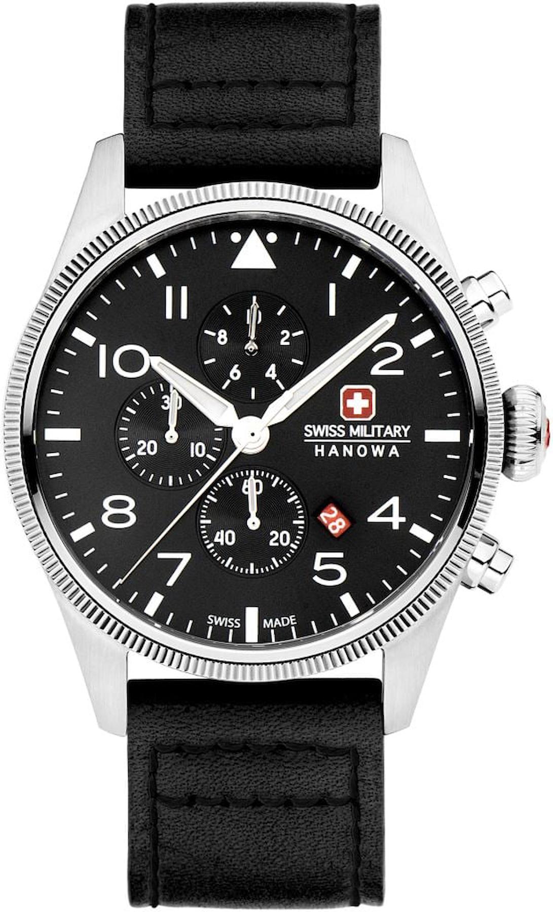 Swiss Military SMWGC0000401 Takvimli 44 mm Siyah Deri Kordon Analog Kol Saati