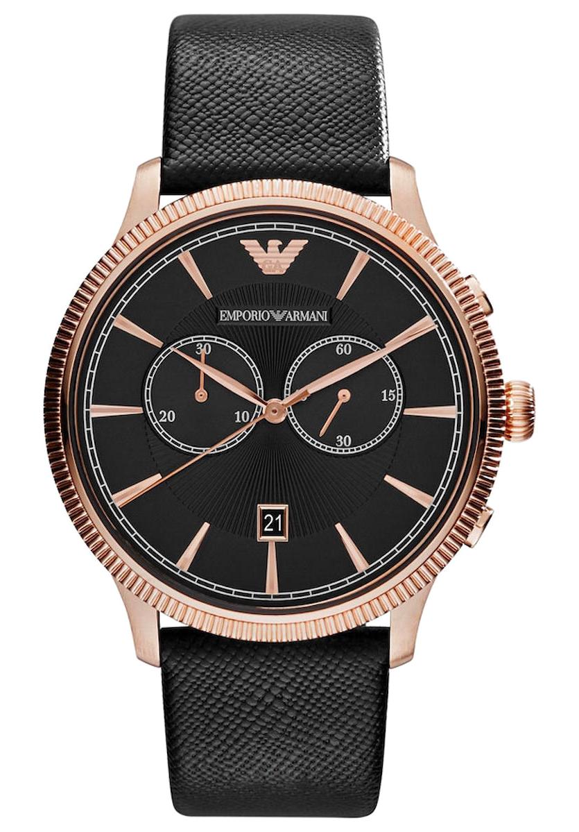 Emporio Armani AR1792 Takvimli 42 mm Siyah Deri Kordon Analog Kol Saati