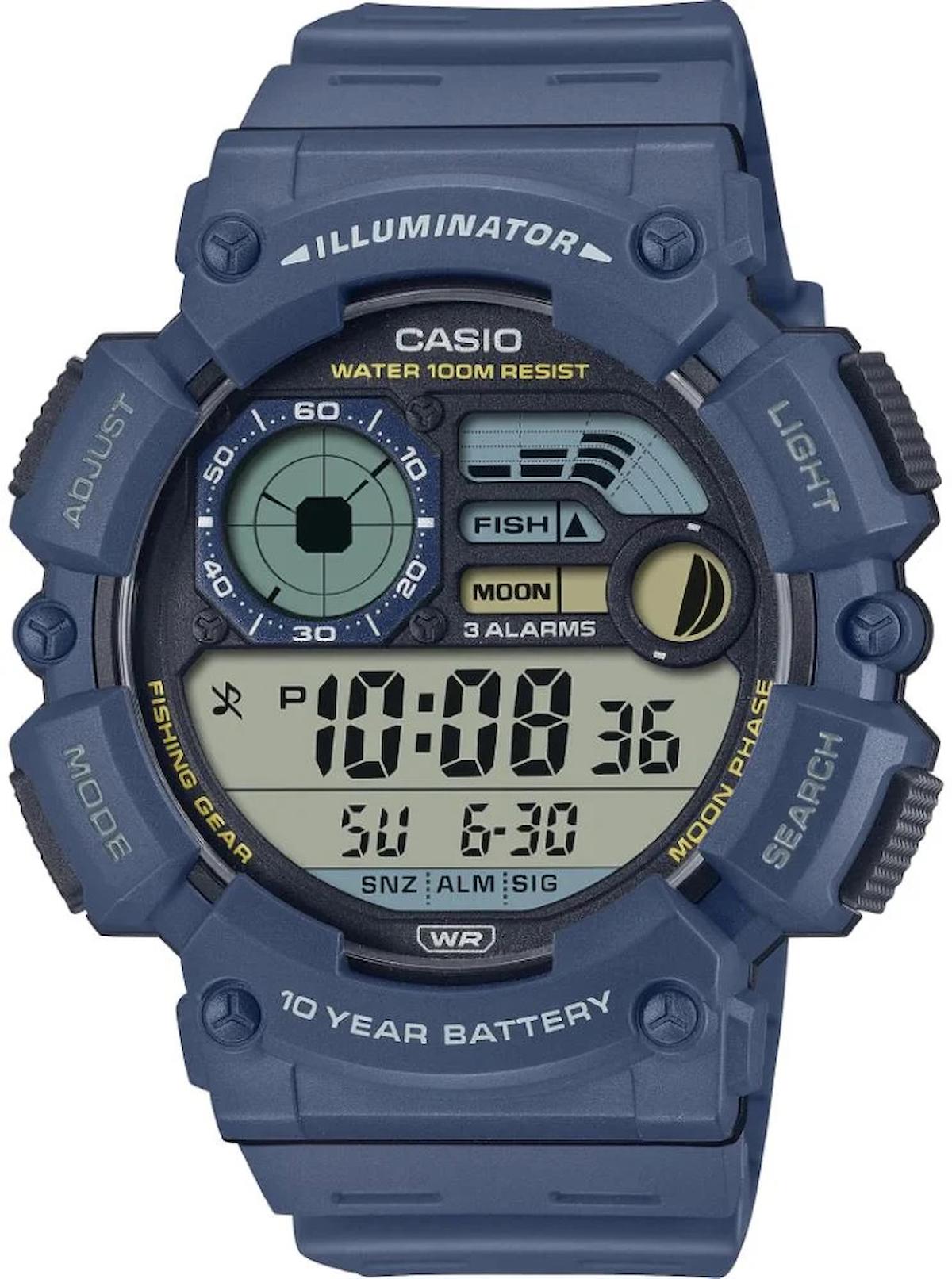 Casio WS-1500H-2AVDF Takvimli Lacivert Plastik Kordon Dijital Erkek Kol Saati