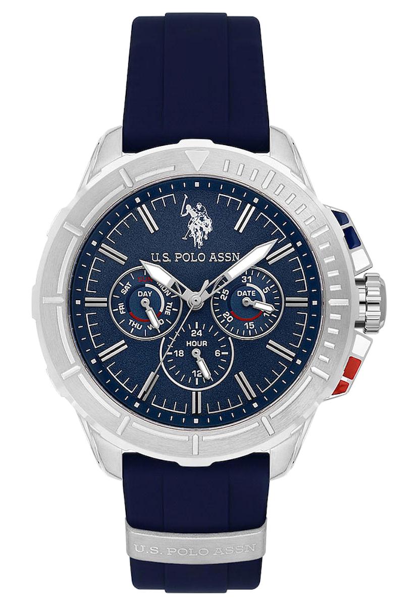 U.S. Polo Assn USPA1066-02 Takvimli 43 mm Lacivert Silikon Kordon Analog Erkek Kol Saati