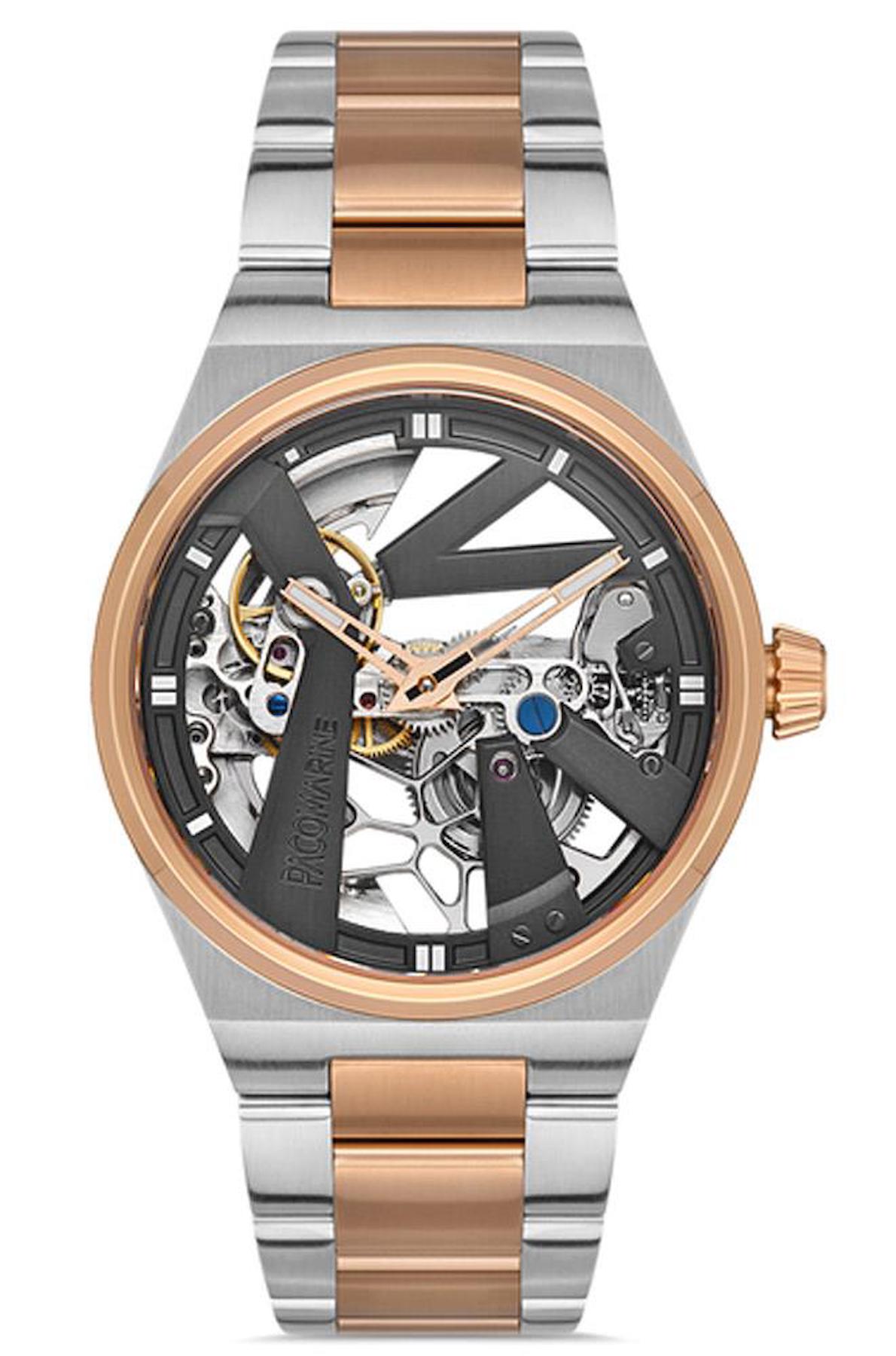 Pacomarine PM.28003.07 42 mm Gri-Rose Gold Çelik Kordon Analog Erkek Kol Saati