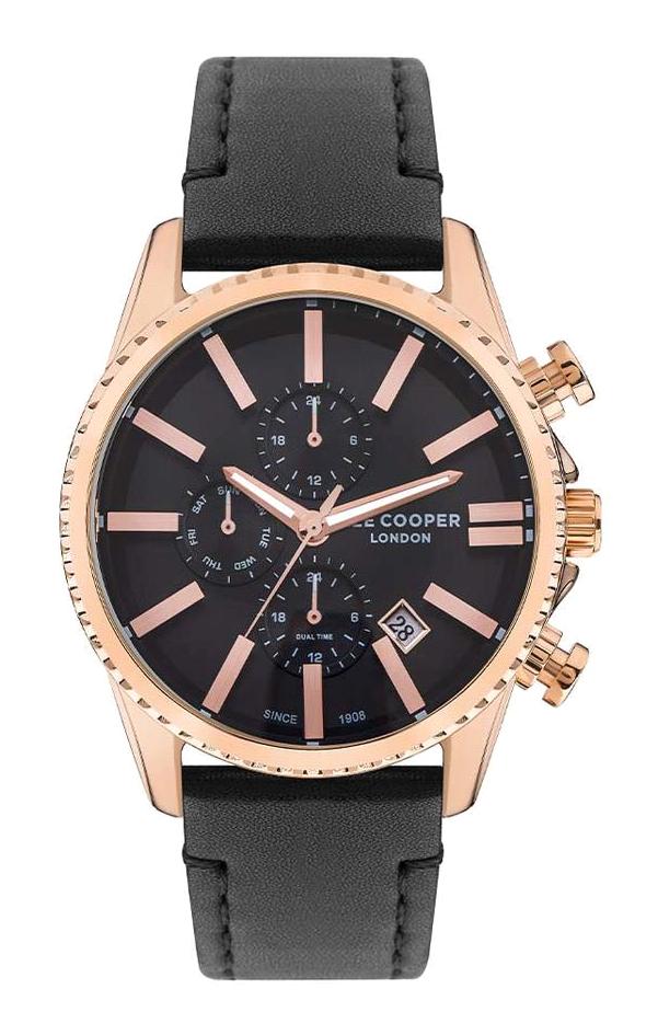 Lee Cooper LC07398.451 Takvimli 41 mm Siyah Deri Kordon Analog Erkek Kol Saati