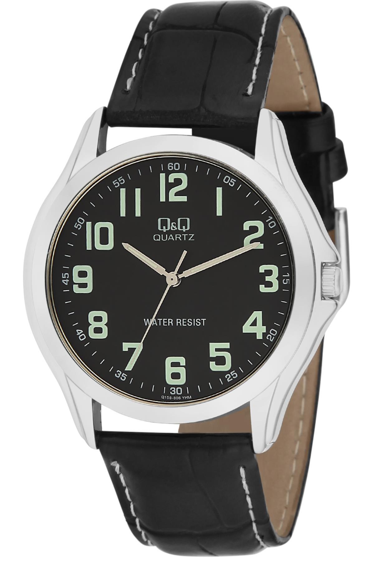 Q&Q 3A962 43 mm Siyah Deri Kordon Analog Erkek Kol Saati