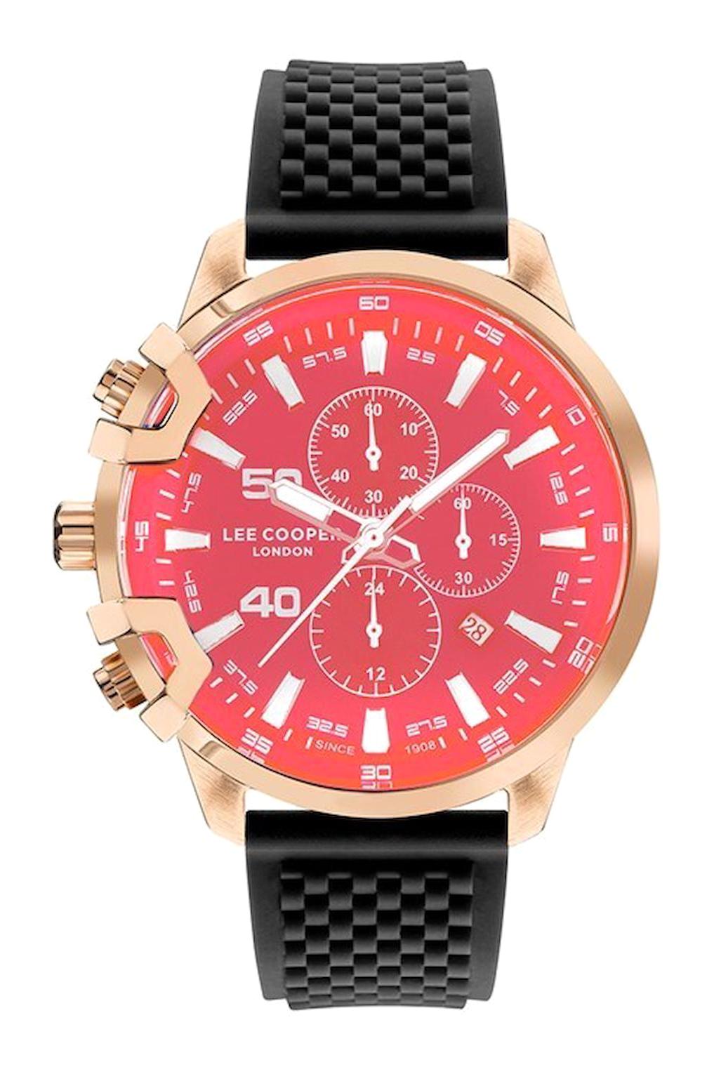 Lee Cooper LC07470.461 Takvimli 43 mm Siyah Silikon Kordon Analog Kol Saati