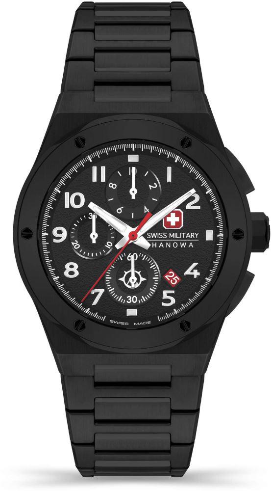 Swiss Military SMWGI2102031 Takvimli 44 mm Siyah Çelik Kordon Analog Kol Saati