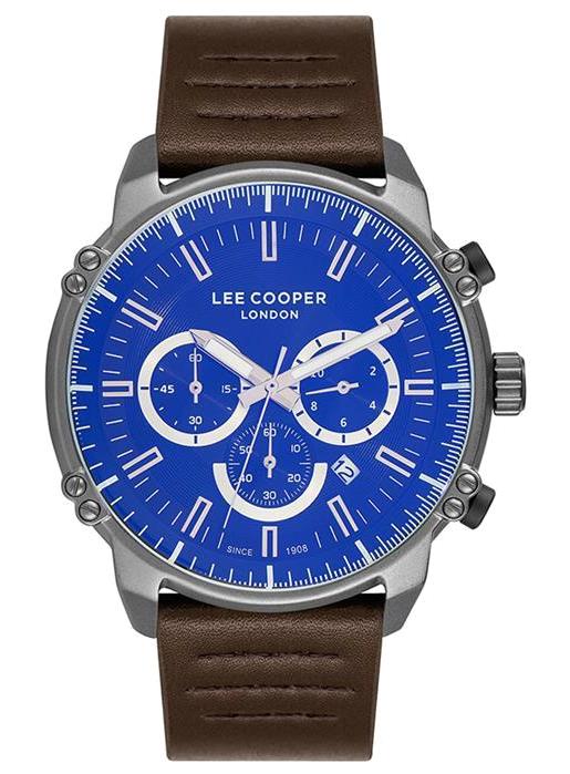 Lee Cooper LC07070.052 Takvimli 48 mm Kahverengi Deri Kordon Analog Erkek Kol Saati