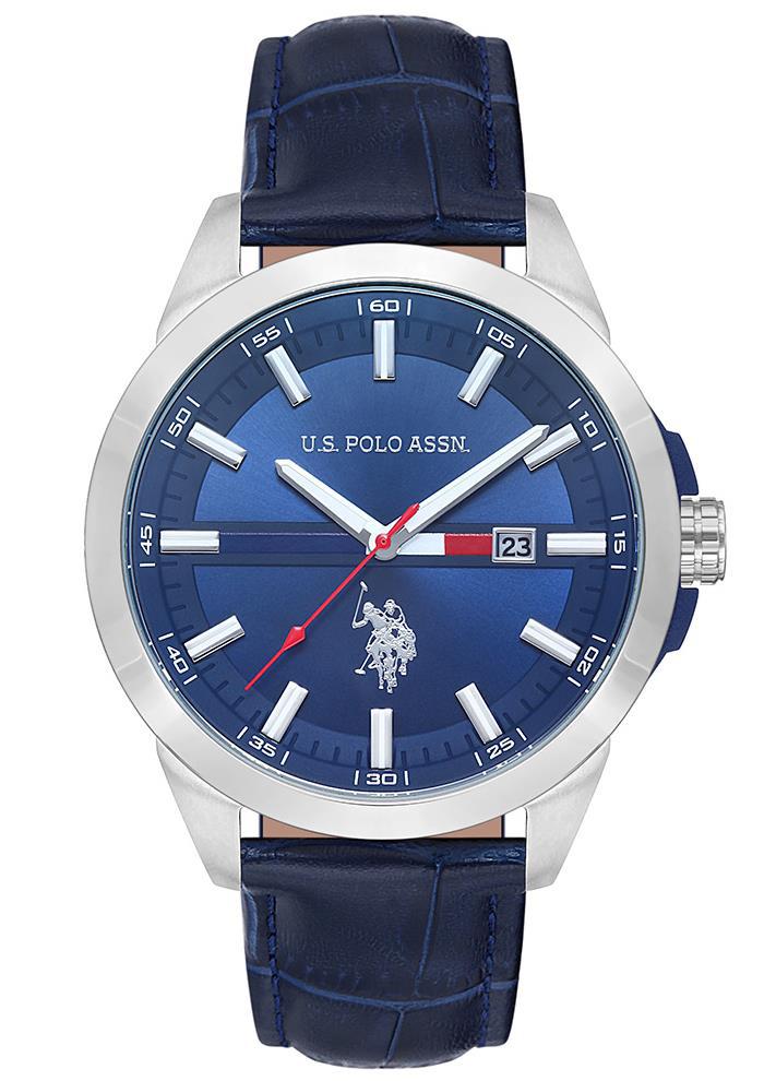 U.S. Polo Assn USPA1004-04 Takvimli 46 mm Lacivert Deri Kordon Analog Kol Saati