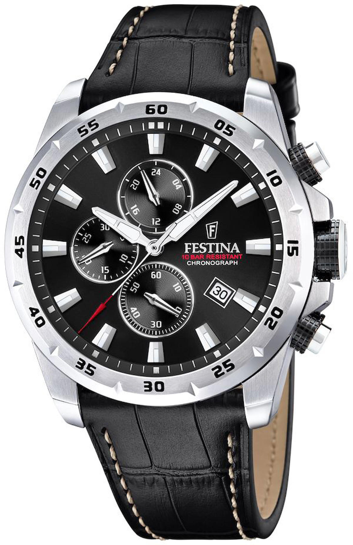 Festina F20692-4 Takvimli 42 mm Siyah Deri Kordon Analog Kol Saati