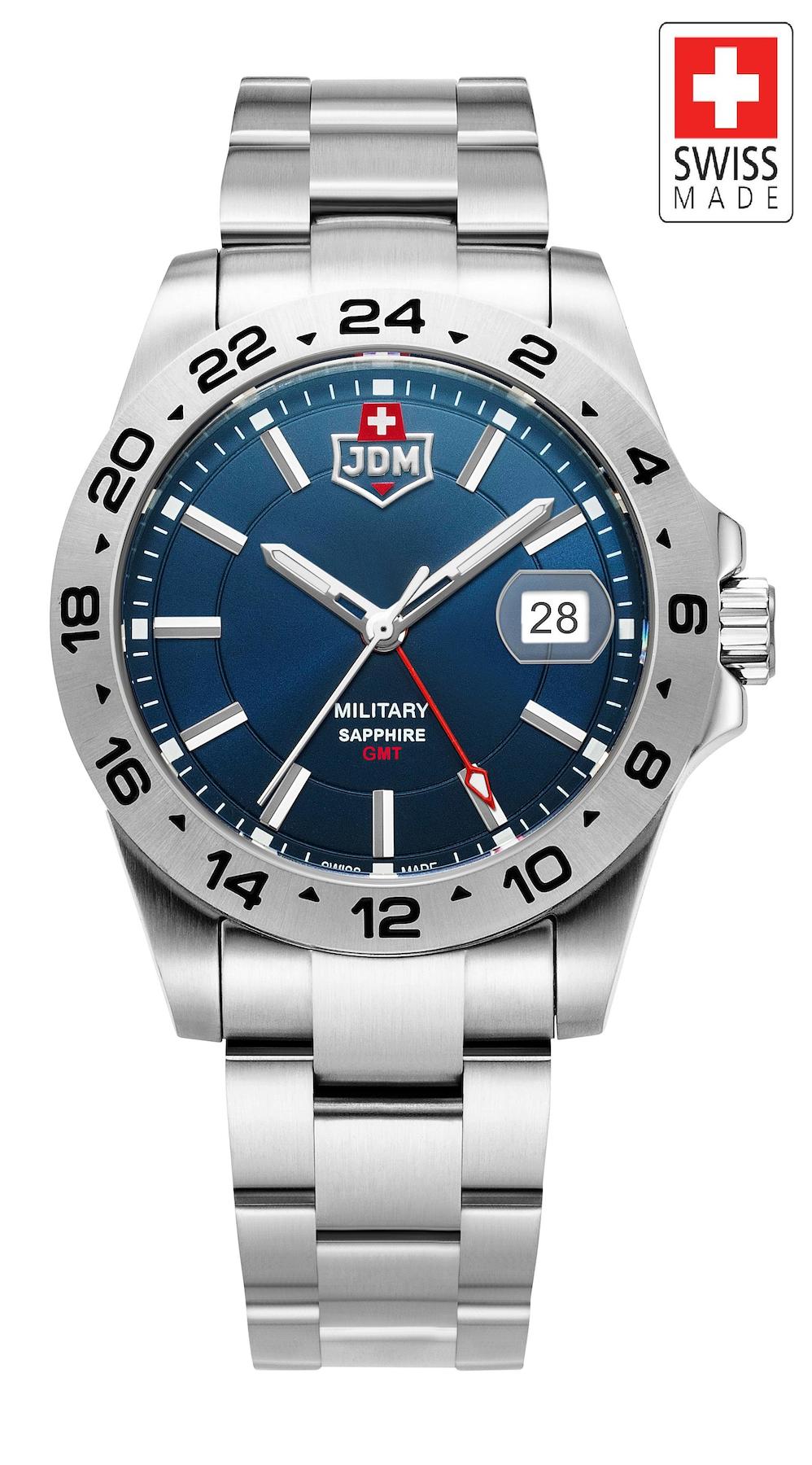 Jdm Military Sapphire JDM-WG018-01 Takvimli 45 mm Çelik Kordon Analog Erkek Kol Saati