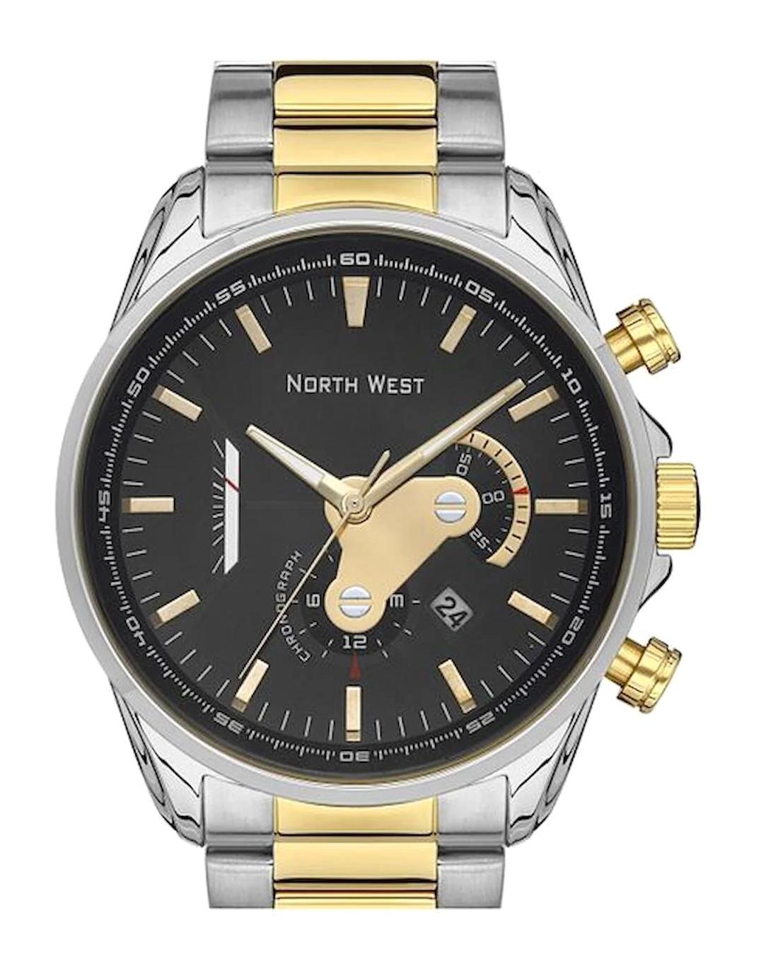 Northwest NW-2107-B Takvimli 44 mm Altın-Çelik Kordon Analog Kol Saati