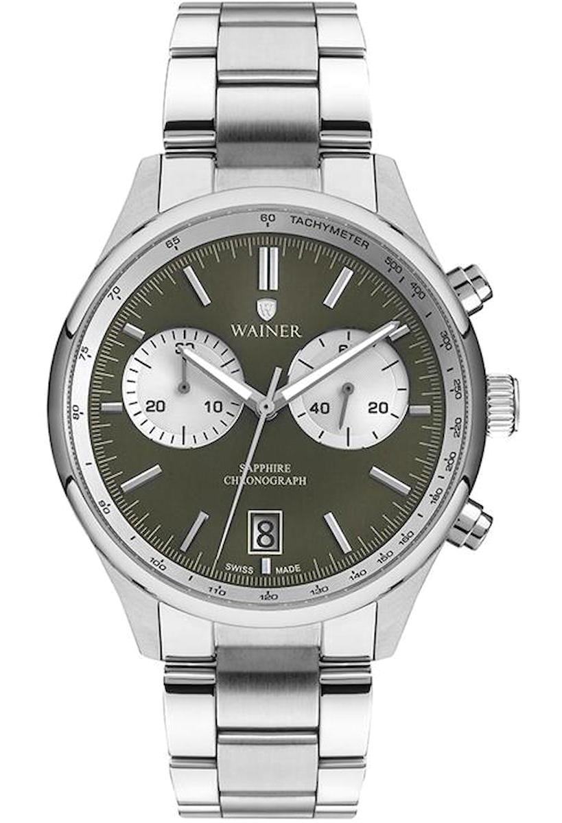 Wainer WA.19001-B Pusulalı Takvimli 44 mm Çelik Kordon Analog Erkek Kol Saati