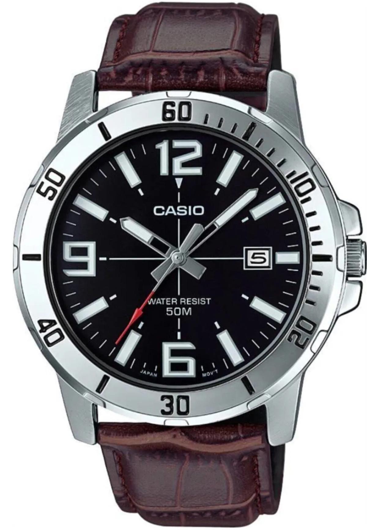 Casio MTP-VD01L-1CVUDF Takvimli 45 mm Kahverengi Deri Kordon Analog Erkek Kol Saati