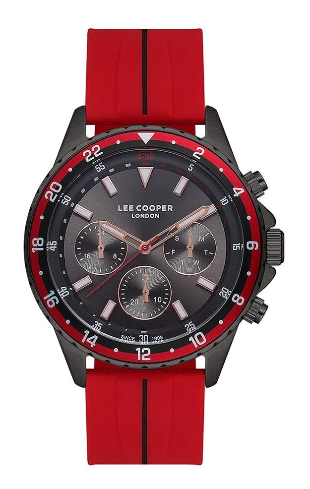 Lee Cooper LC07210.068 Takvimli 45 mm Kırmızı Silikon Kordon Analog Erkek Kol Saati