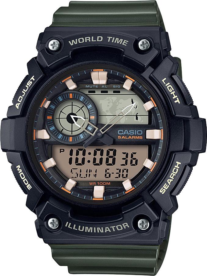 Casio AEQ-200W-3A Takvimli 51.4 mm Yeşil Silikon Kordon Analog Kol Saati