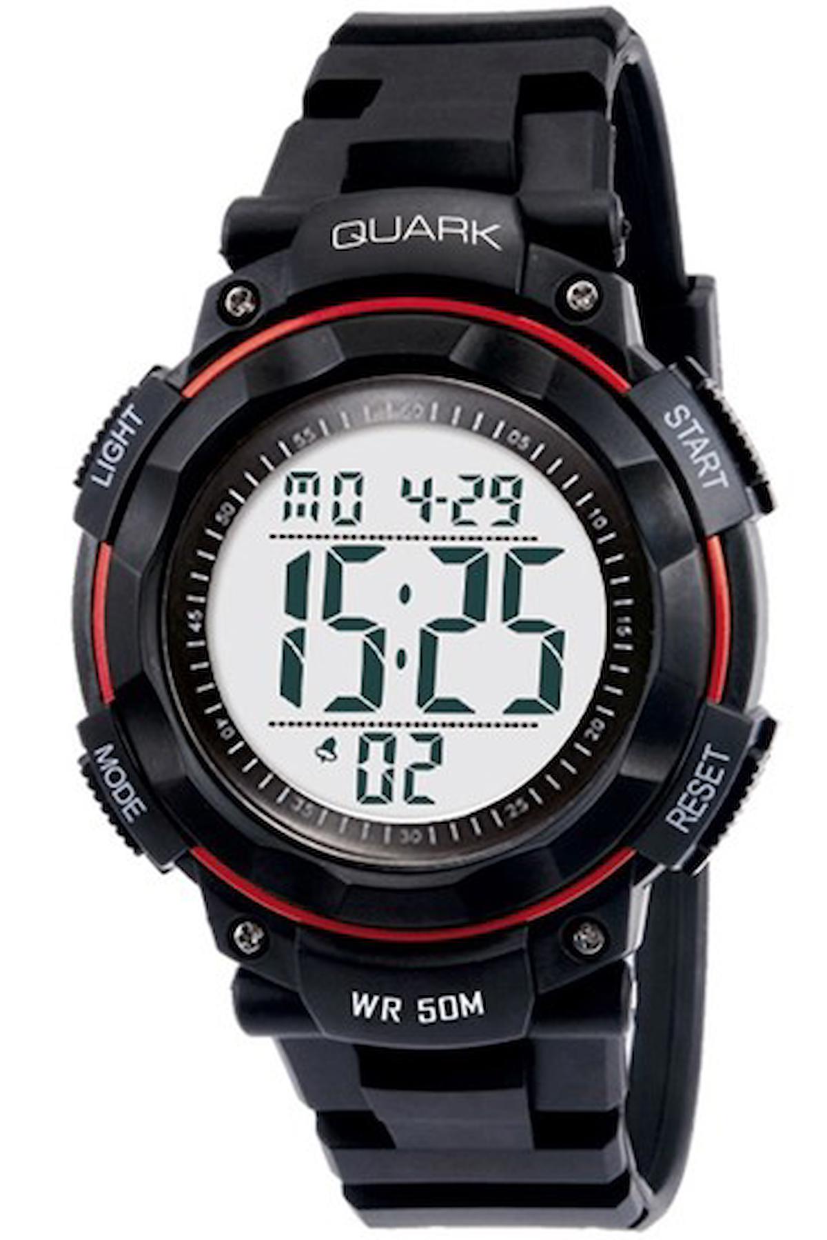 Quark QU-306G-3 Takvimli 41 mm Siyah Silikon Kordon Dijital Erkek Kol Saati