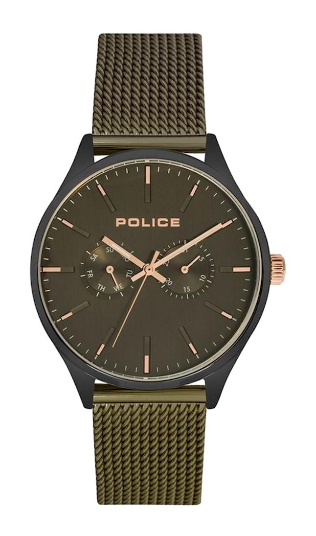 Police PL.15935JSB-19MM Takvimli 42 mm Yeşil Hasır Kordon Analog Erkek Kol Saati